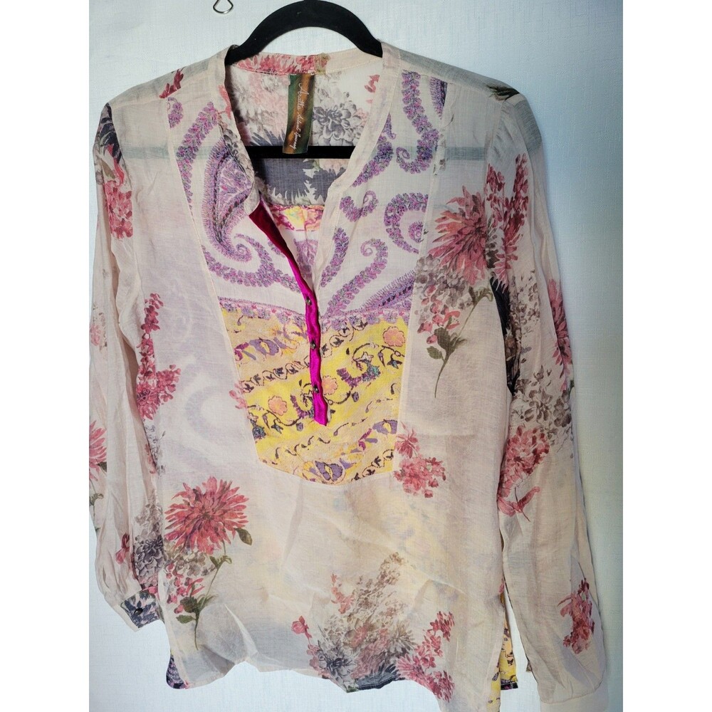 Aratta Silent Journey Size L Heart Beat Blouse Tunic Floral Boho - Picture 4 of 9